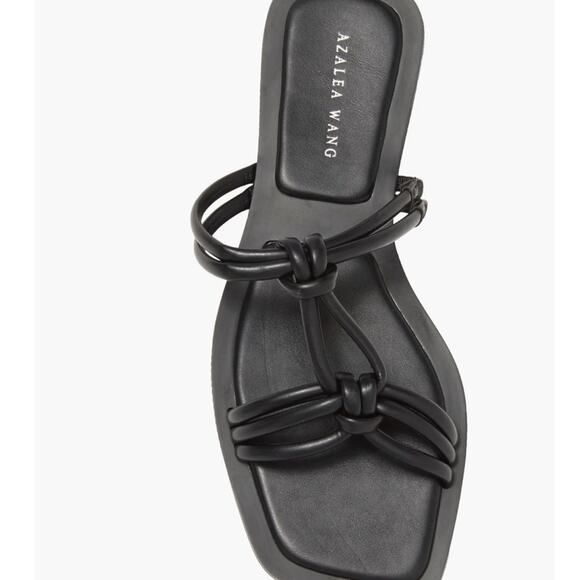 Azalea Wang Stetson Women Flat Sandal Sz 11 Black Minimalist Strapped Padded New - Picture 4 of 7